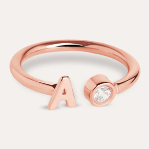 Anillo Personalizado Letter Spark Plata Baño Oro Rosa