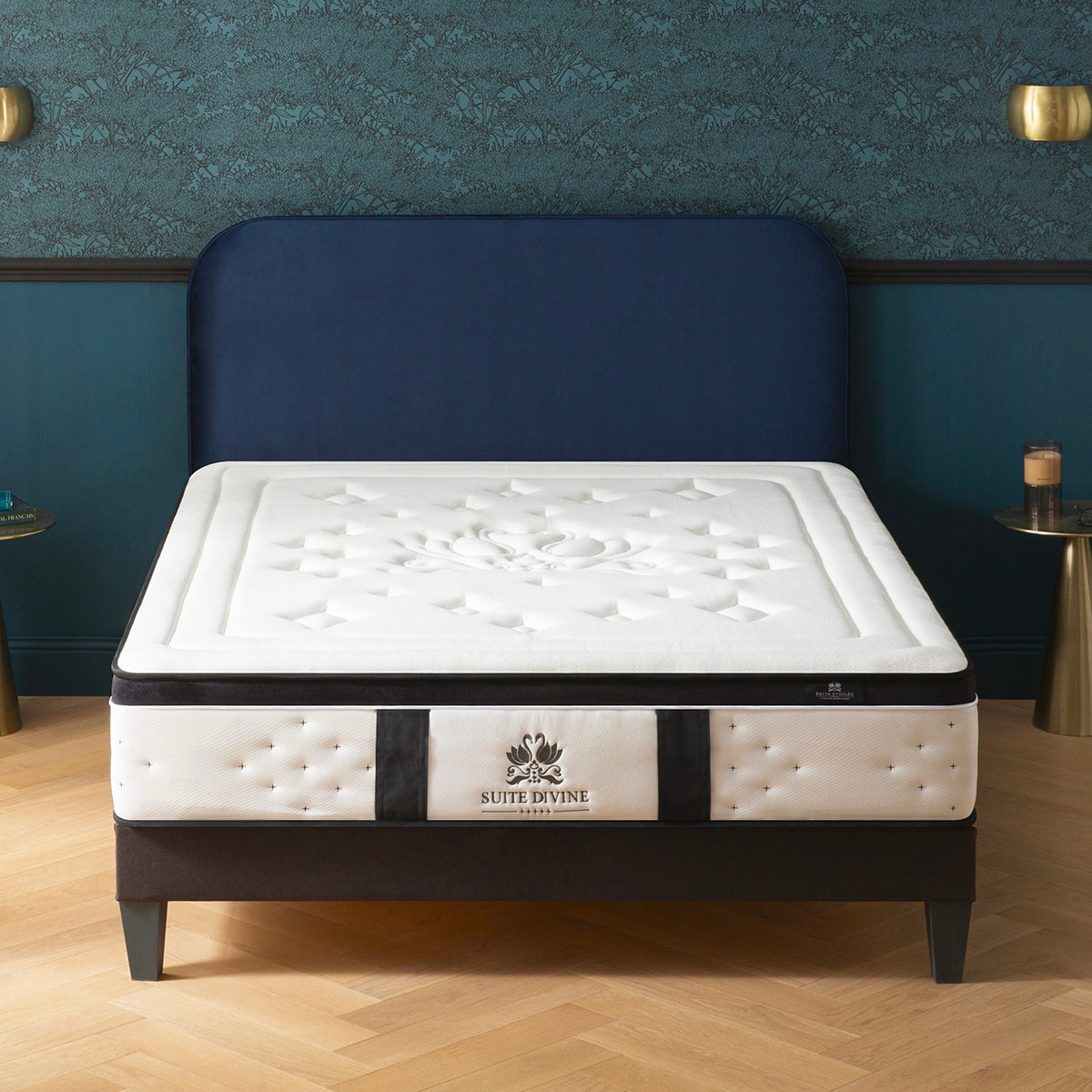 Ensemble Matelas Suite Divine & Sommier KIT15, 32 cm, Mémoire de Forme et Mousse Hypersoft, Technologie Tri-Lattes, Soutien Ferme