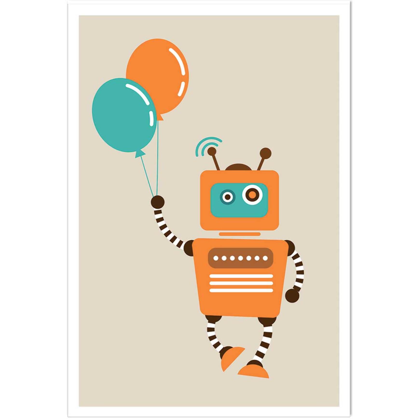 Affiche robot aux ballons Affiche seule