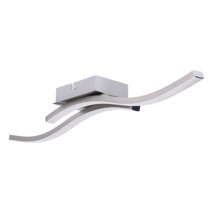FORLIGHT Plafón Rippe LED 9W Blanco Neutro 4000K On-Off Níquel Satinado, Blanco Opal Iluminación LED de Bajo Consumo