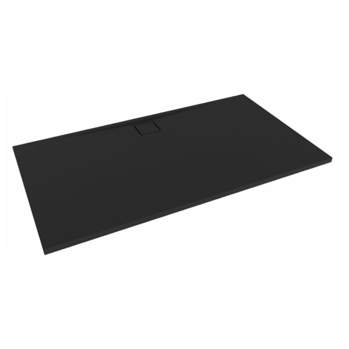 Vision Receveur de douche 140x80cm + Siphon Eslim90. Marbre coulé, noir (SATSVVI14080C-S)