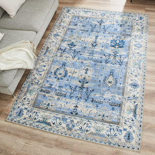 Radom - tapis vintage lavable en machine à 30°C, bleu
