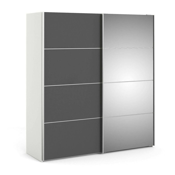 Guardaroba 2 ante Astrée, Mobile camera da letto, Cabina armadio portabiti, Armadio appendiabiti, 182x64 h202 cm, Bianco e Grigio