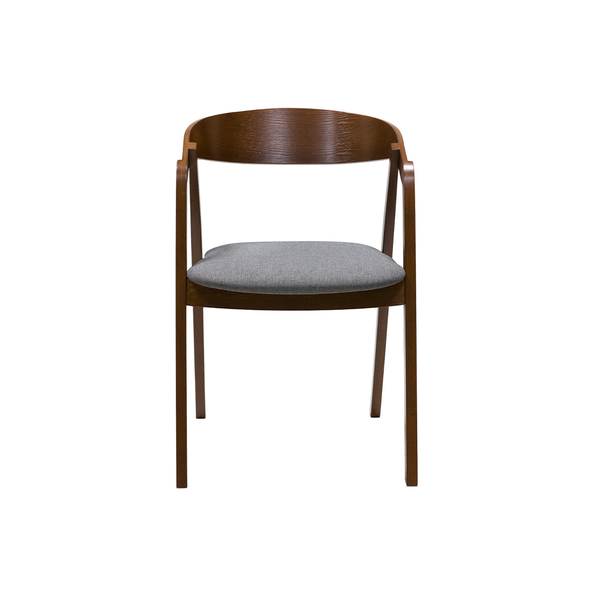 Chaises vintage empilables en bois teinté noyer et tissu gris (lot de 2) LOVA
