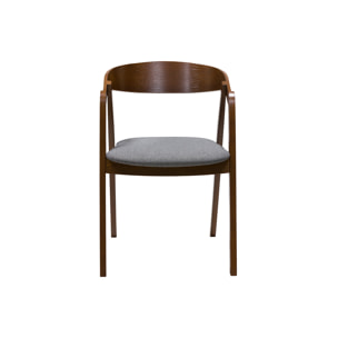 Chaises vintage empilables en bois teinté noyer et tissu gris (lot de 2) LOVA