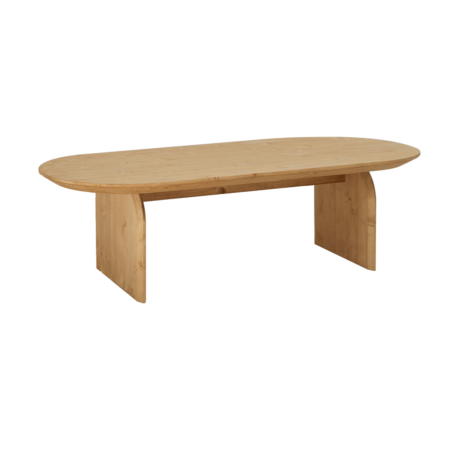 Table basse ovale en bois massif ton chêne moyen en différentes tailles