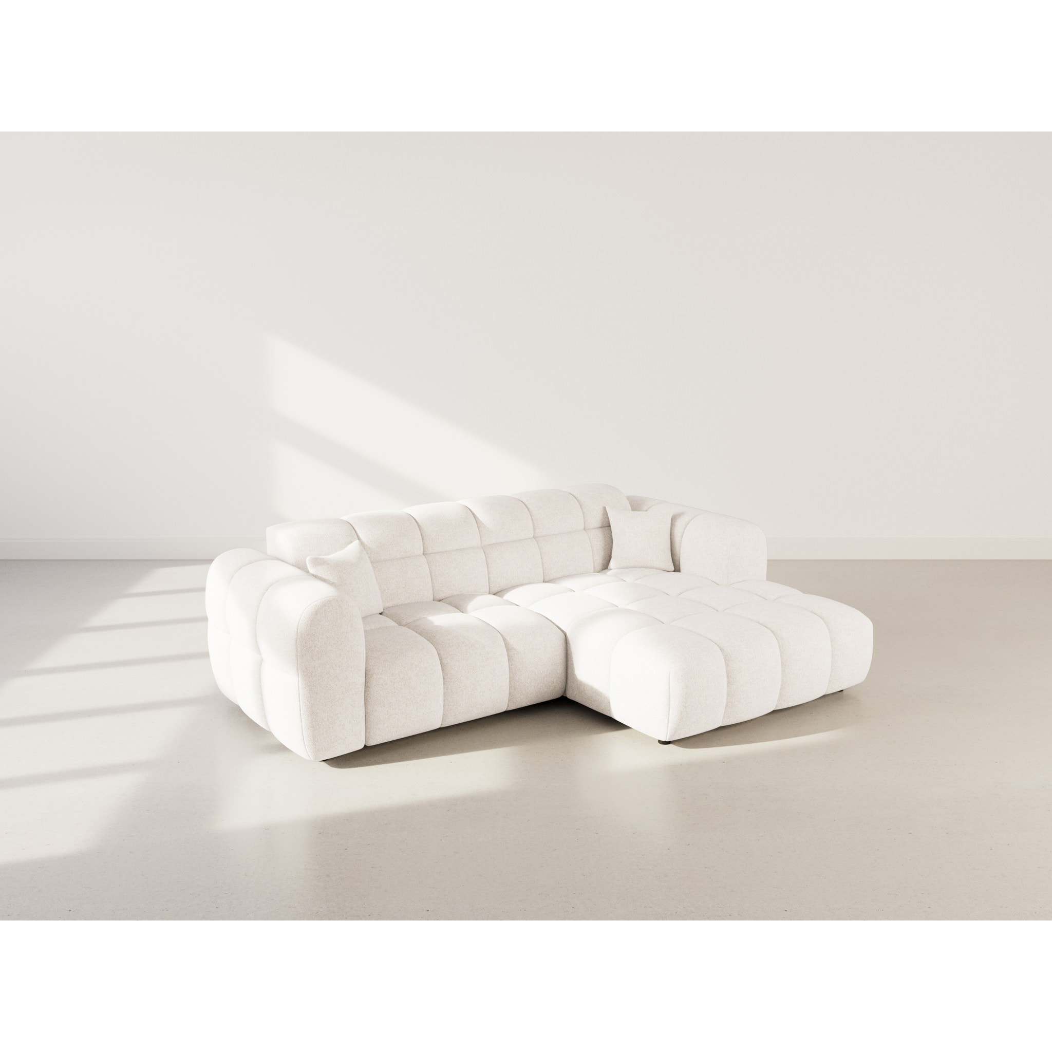 Mini Ray - Canapé d'angle droit 4 places en tissu texturé - Beige
