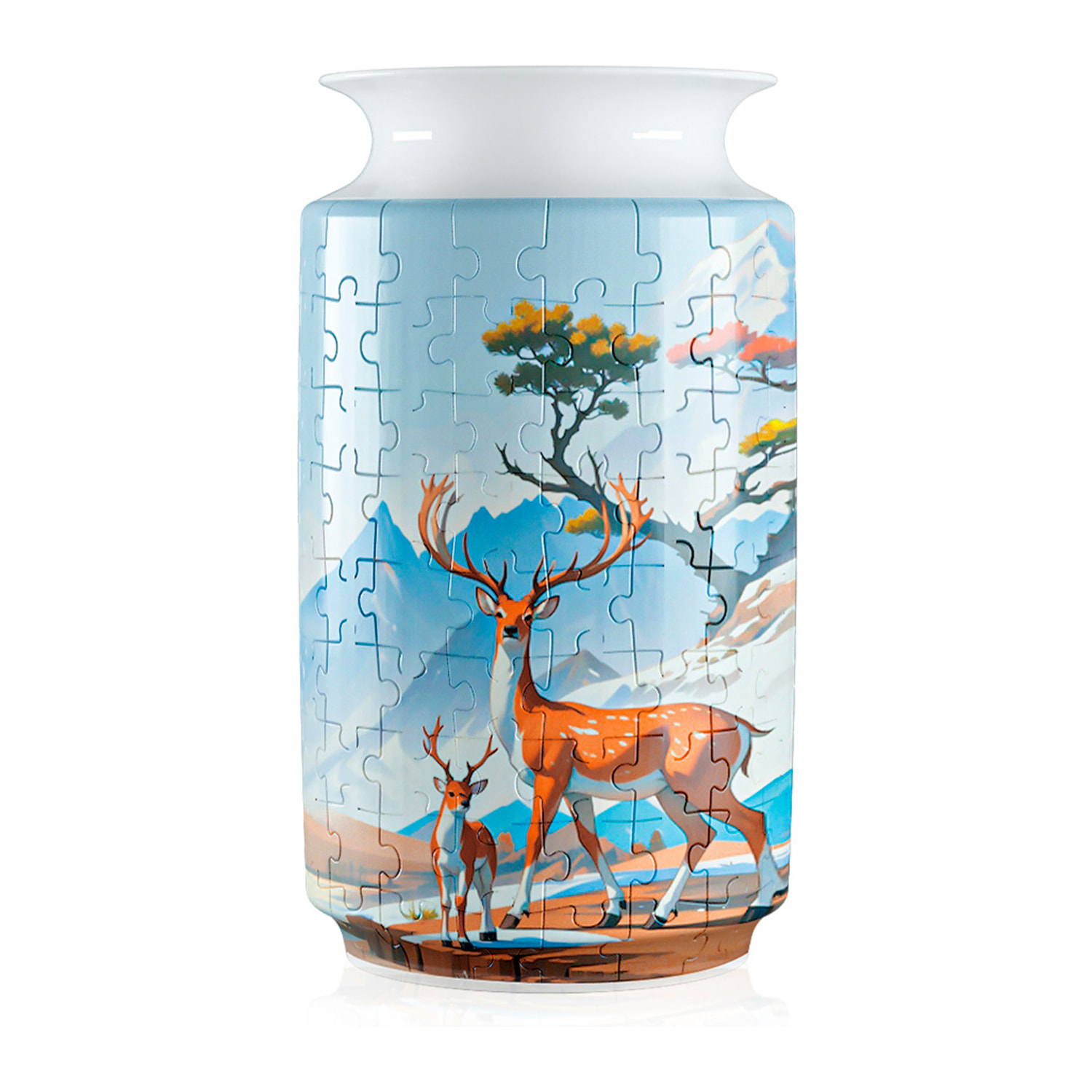 Puzzle 3D in ABS con 162 pezzi. Design Tradizionale Vaso con Cervo.
