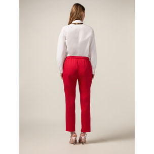 Oltre - Pantalones chinos de raso de algodón - Rojo