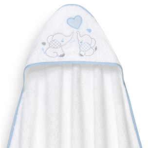Capa Baño 1X1 Mod Parejita Elefante+Gorro Bco/Azul