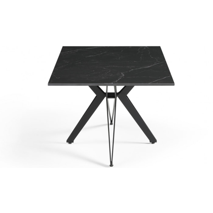Table basse en céramique 120x60cm marbre noir pieds métal - UNIK