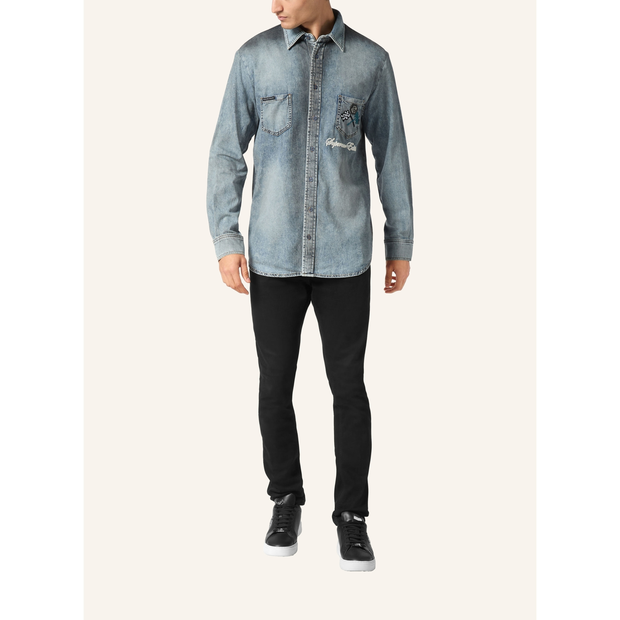 PHILIPP PLEIN Denim Shirt RACING