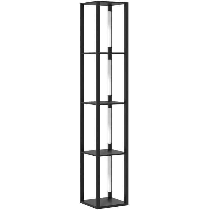 Lampadaire étagères design LED H.163 cm 4 niveaux luminosité réglable MDF noir