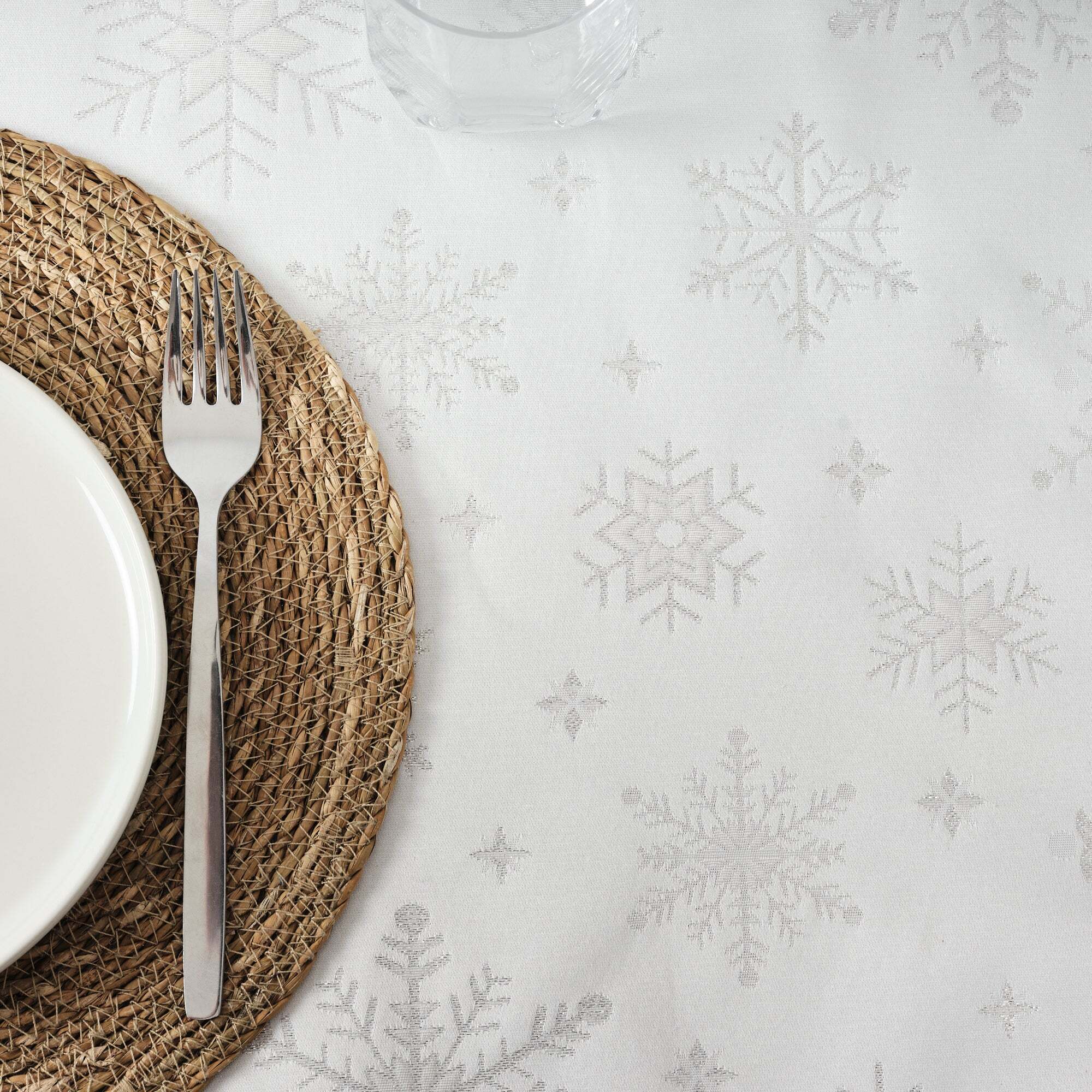Nappe en tissu jacquard fil d'argent PSC4821