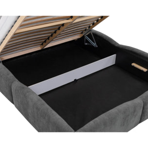 Carla - lit coffre - 180x200 cm - en velours texturé - sommier inclus - Gris Anthracite