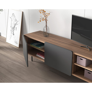 Bajo tv Biscuit nogal y grafito 54x180x44 cm