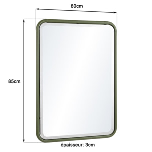 HELENA - Miroir rectangulaire angles arrondis en métal vert