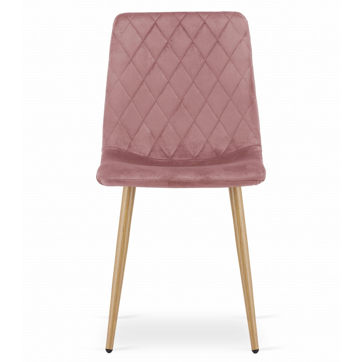 Sedia Turin in Velluto Rosa con Gambe Effetto Legno