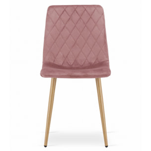 Sedia Turin in Velluto Rosa con Gambe Effetto Legno