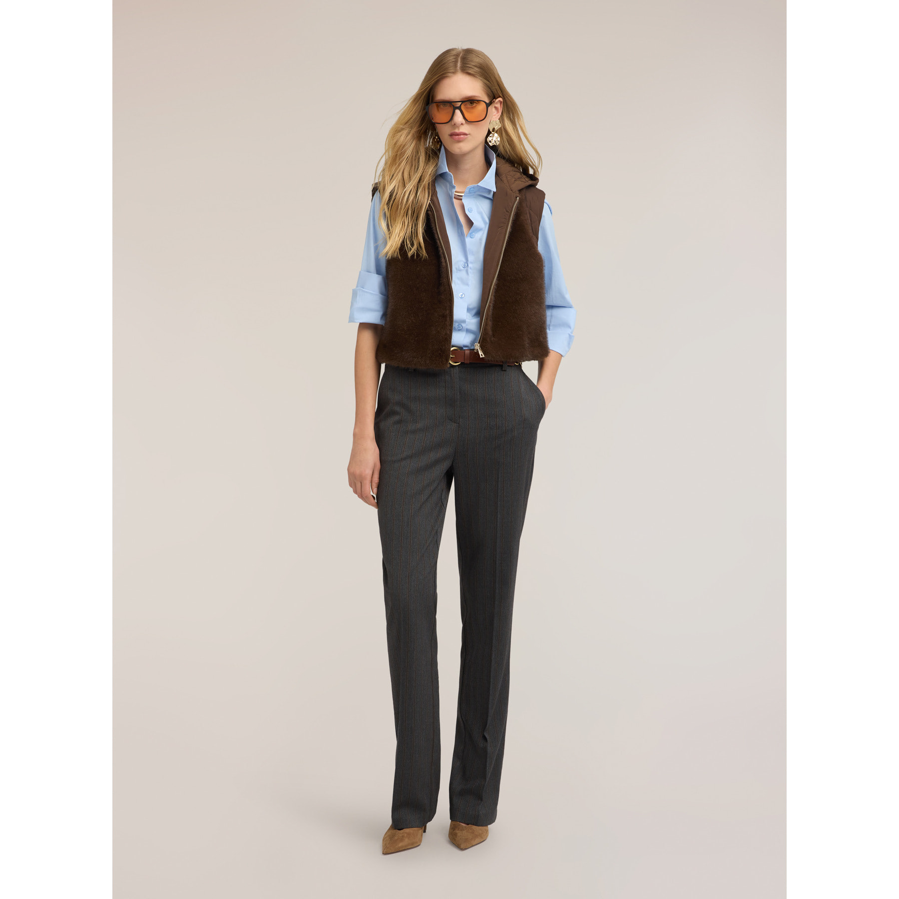 Motivi - Gilet con cappuccio e inserti trapuntati - Marrone
