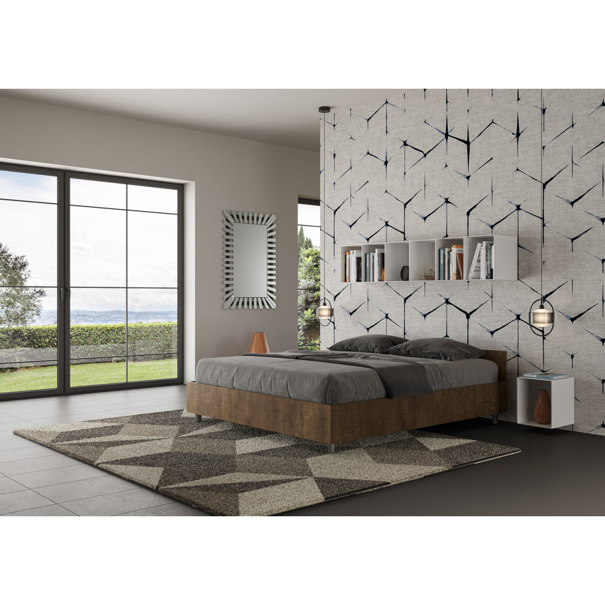 Letto contenitore 160x200 noce Nuamo