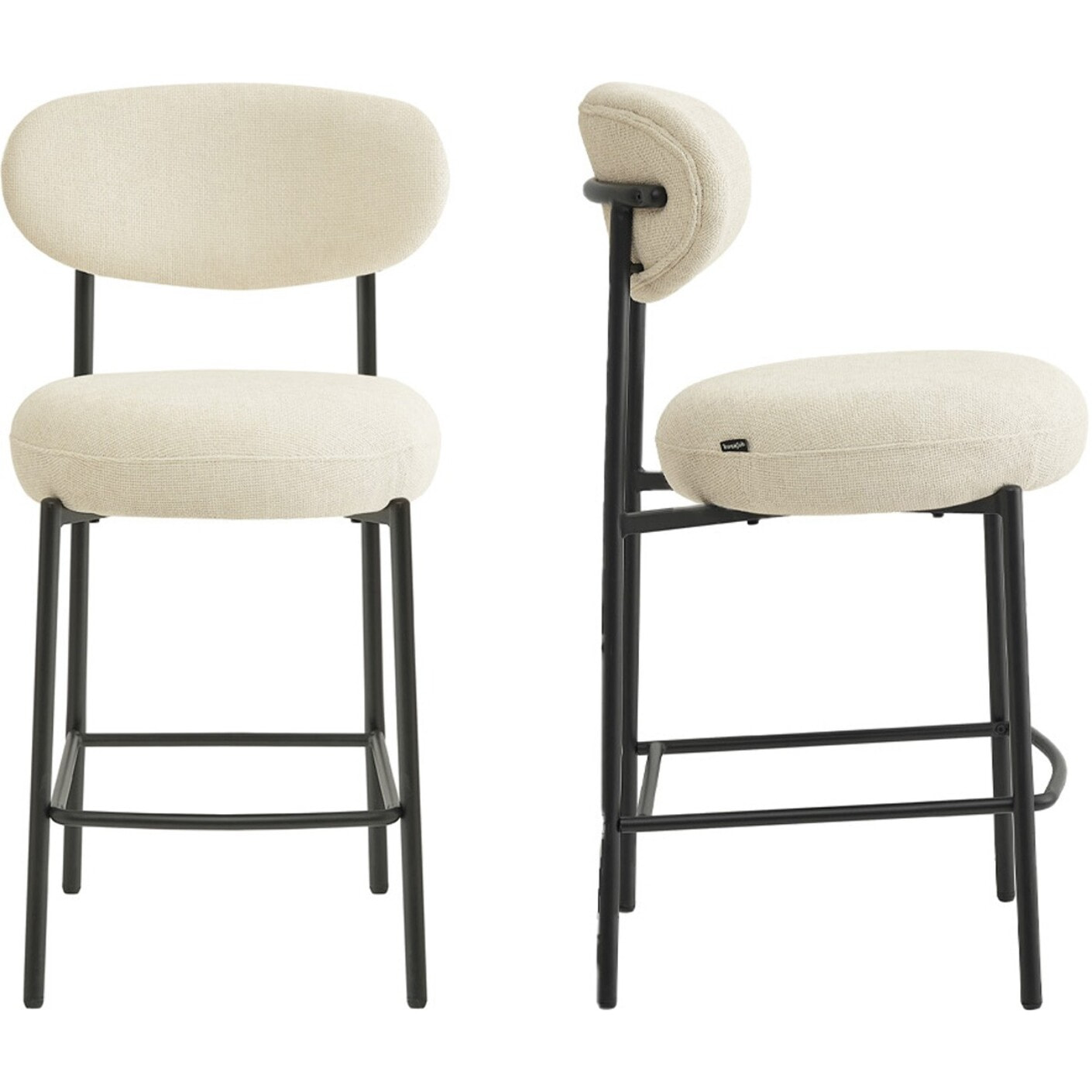 Lot de 2 tabourets de bar en tissu chenille - ORLA