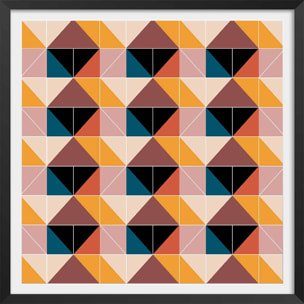 Affiche patchwork scandinave Affiche + cadre en bois - Noir