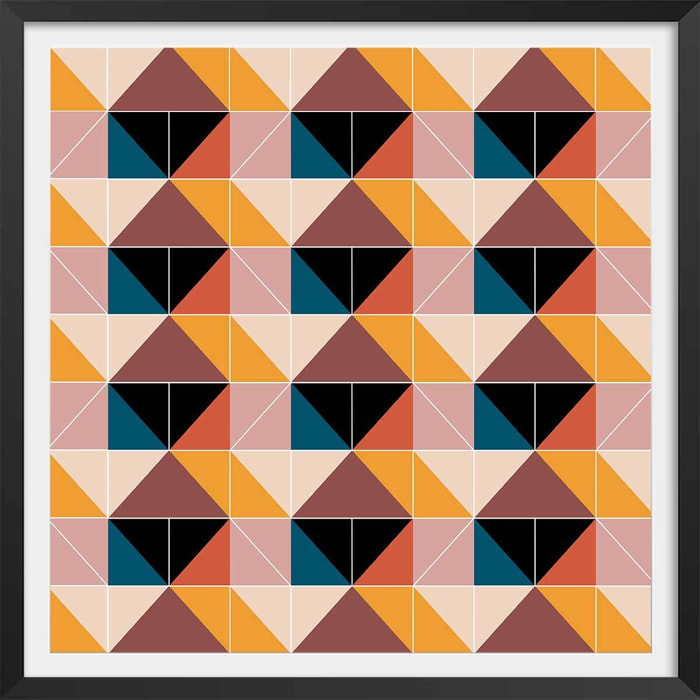 Affiche patchwork scandinave Affiche + cadre en bois - Noir