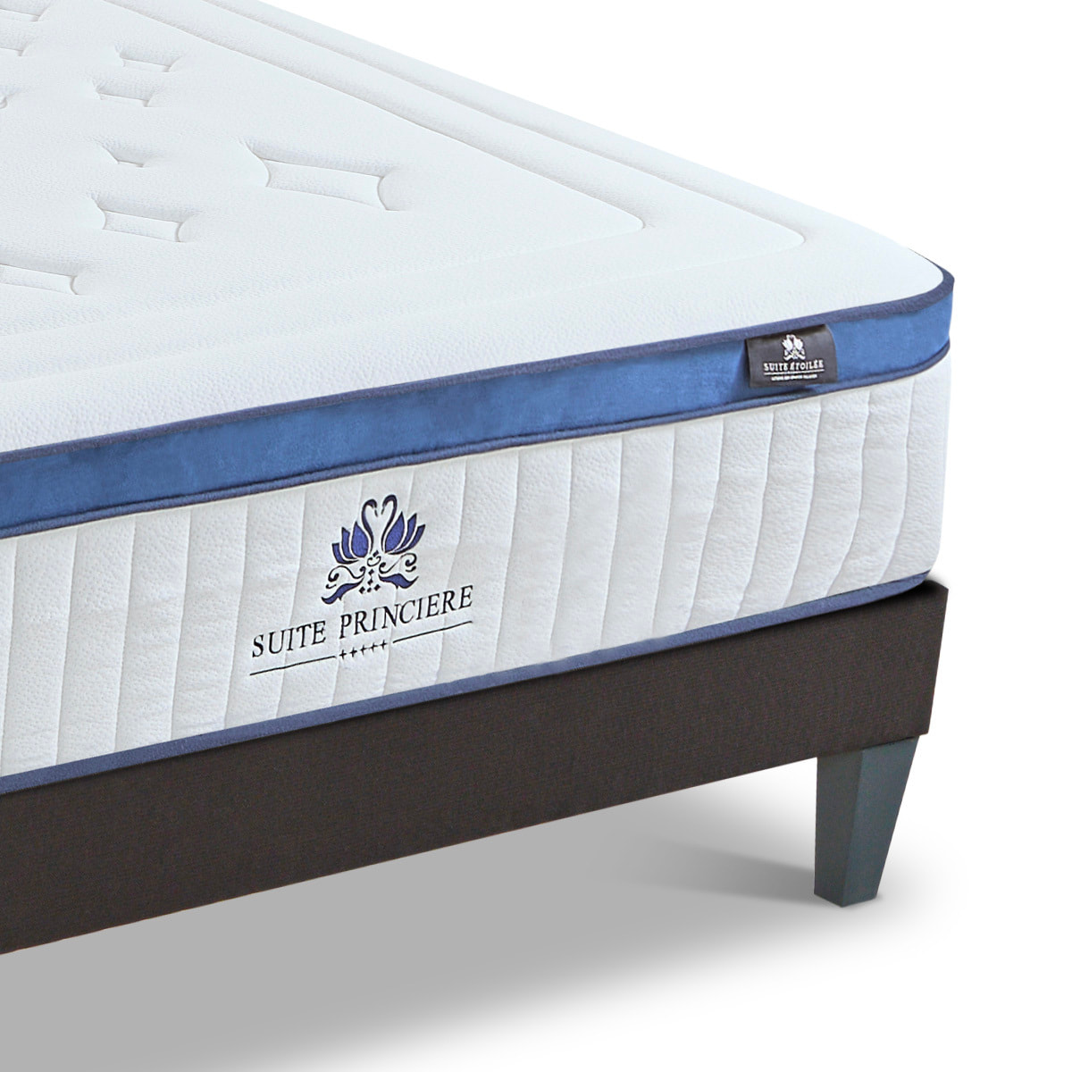 Ensemble Matelas Hybride Suite Princière & Sommier KIT15, 30 cm, Micro-Ressorts et Mémoire de Forme, Technologie tri-Lattes, Soutien Ferme