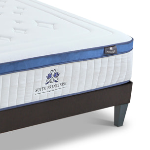 Ensemble Matelas Hybride Suite Princière & Sommier KIT15, 30 cm, Micro-Ressorts et Mémoire de Forme, Technologie tri-Lattes, Soutien Ferme