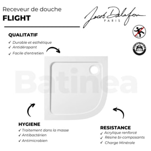 Receveur douche antidérapant Flight Low quart de rond