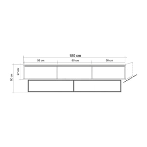 Mobile porta TV Dlapadul, Credenza da soggiorno, Armadio basso per TV, Base parete attrezzata, 180x40h50 cm, Noce e Nero