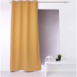 Rideau occultant fil noir avec 8 œillets - Jaune moutarde