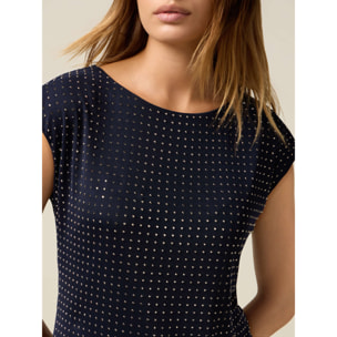 Oltre - Top in tulle borchiette - Blu