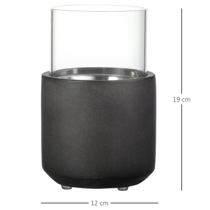 Cheminée portable à poser bioéthanol avec réservoir 0,4 L couverture 18 m² - design vase - dim. 12L x 12l x 19H cm