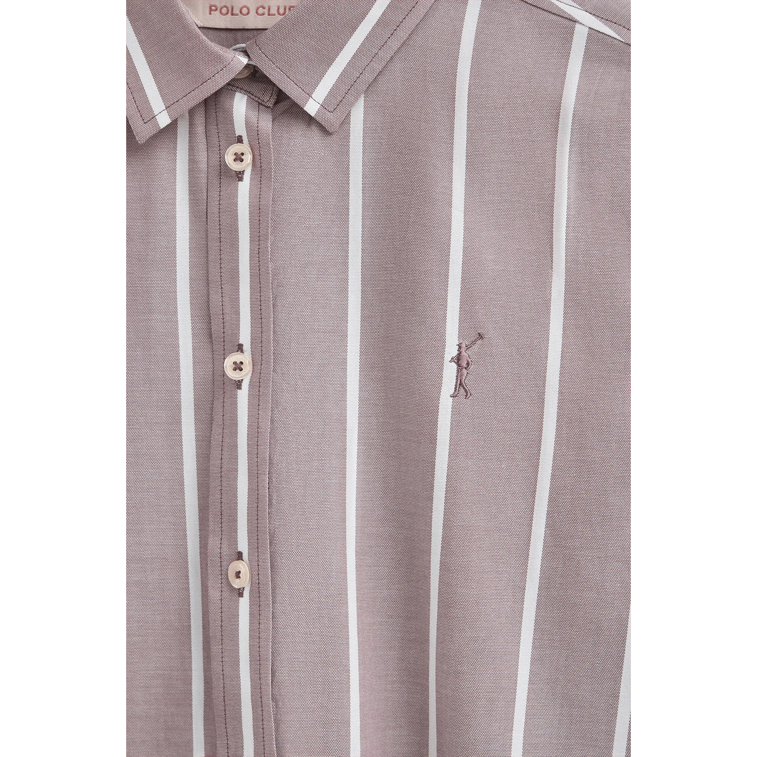 Camisa de rayas rosa taupe de corte relajado con logo Rigby Go