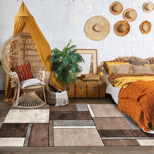 Tapis salon et chambre tissé motif géométrique TUHO