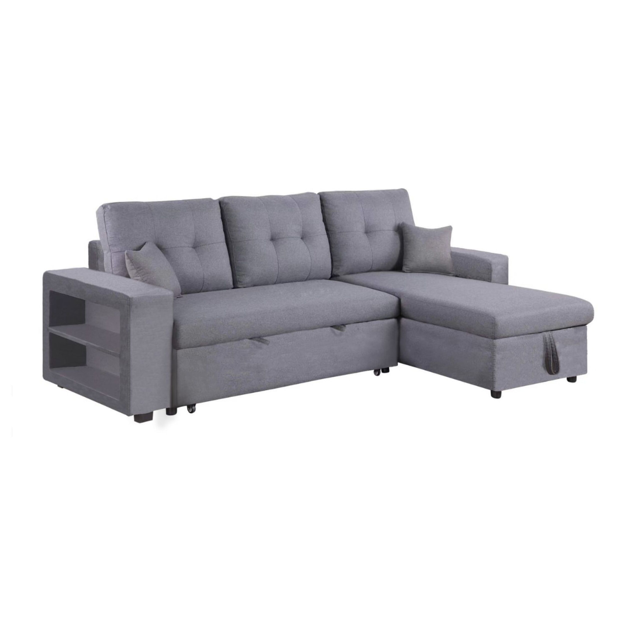 Canapé d'angle droit convertible en tissu gris 4 places SAN DIEGO