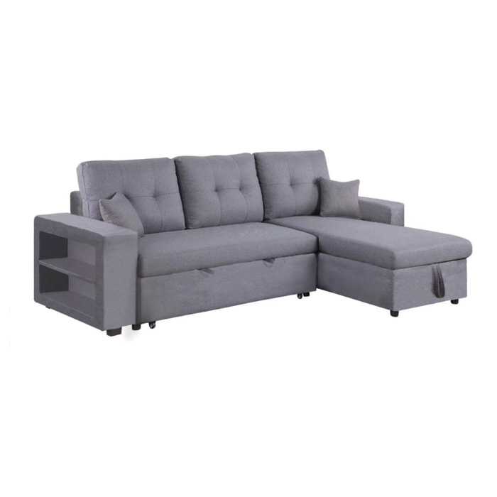 Canapé d'angle droit convertible en tissu gris 4 places SAN DIEGO