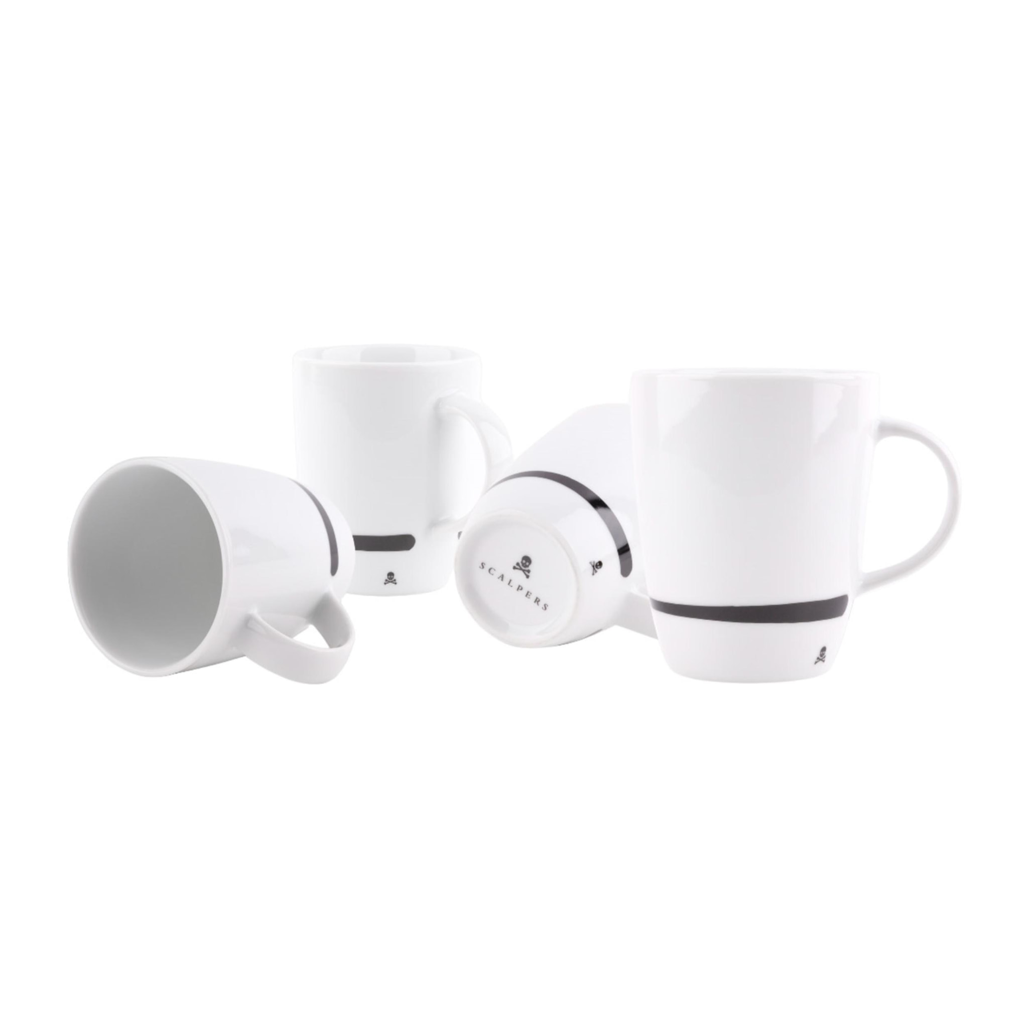 Set de 4 tazas calavera de 330ml en porcelana blanca scalpers home