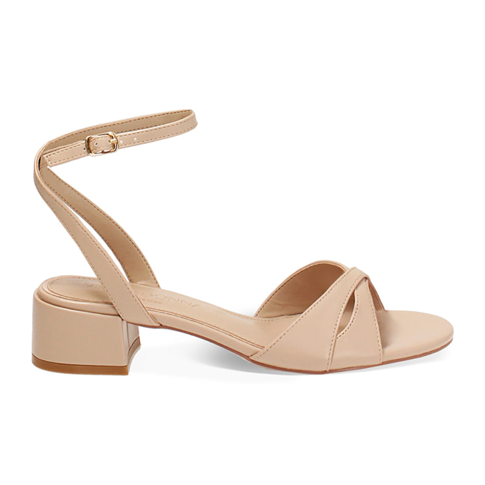 Sandali beige tacco 4 cm