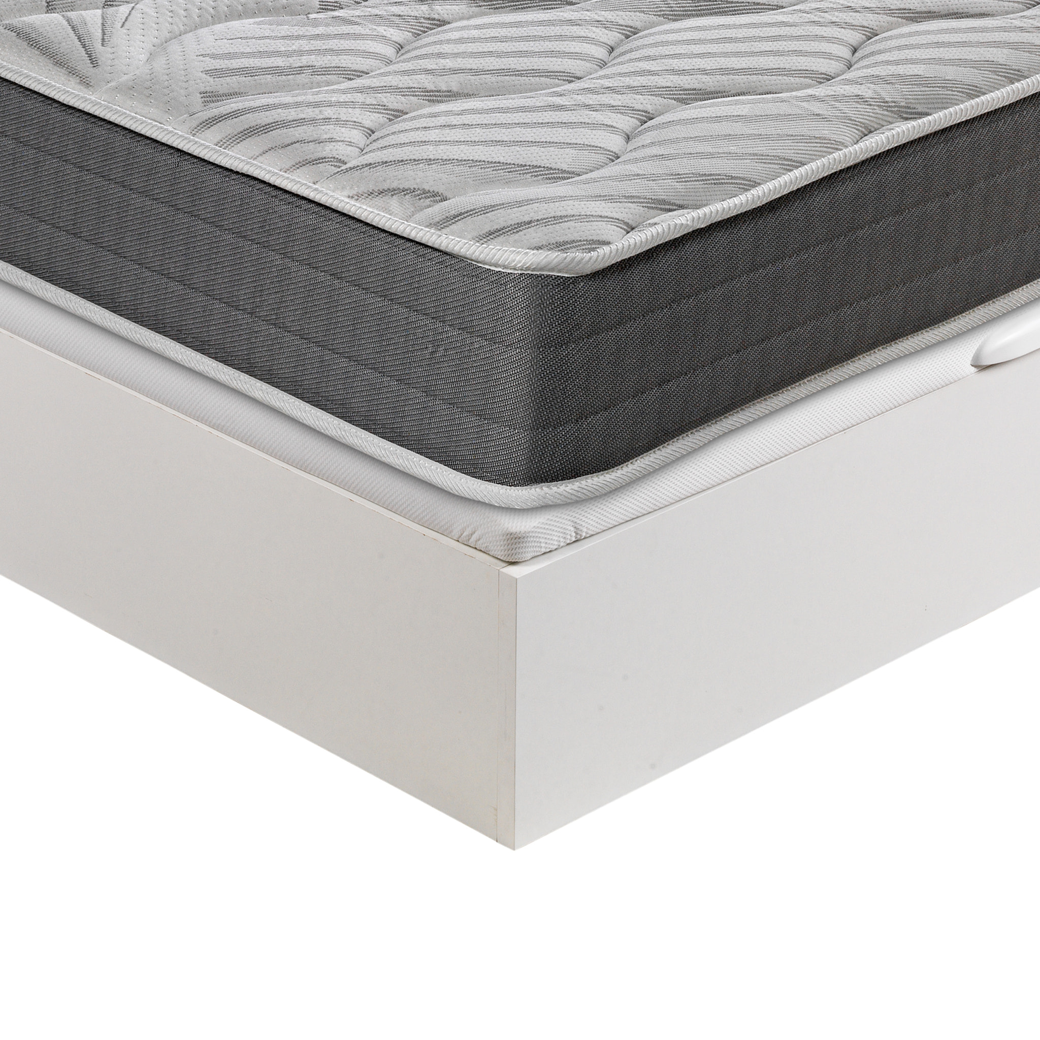 Pack Descanso Ceramic Royal Sleep, Colchón Viscoelástico + Canapé Abatible Gran Capacidad, Blanco Madera, Montaje y Retirada de Usado Incluido