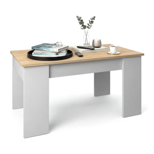 Mesa de centro elevable en blanco artik y roble canadian Norak Blanco Artik (Blanco Mate) - Roble Canadian