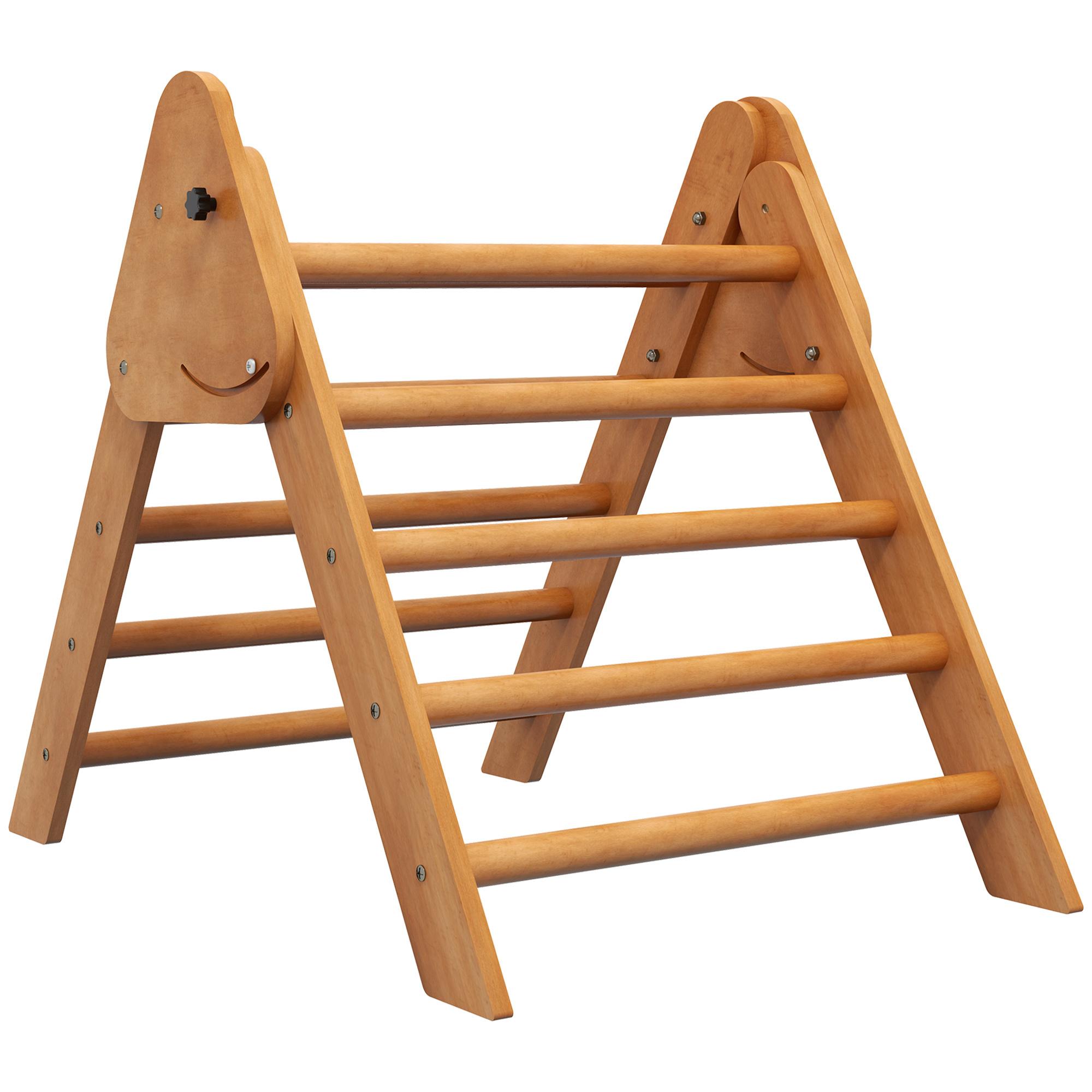 Triángulo Escalada para Niños de +3 Años Triángulo de Aprendizaje Plegable Triángulo de Madera Gimnasio de Juegos Interior Carga 50 kg 90x64x70 cm Marrón