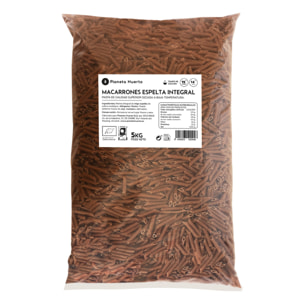 PLANETA HUERTO | Macarrones de espelta integral ecológica 5 kg, pasta rica en fibra y sin aditivos Hechos con harina integral de espelta - Macarrones de Espelta ideales para recetas saludables y equilibradas