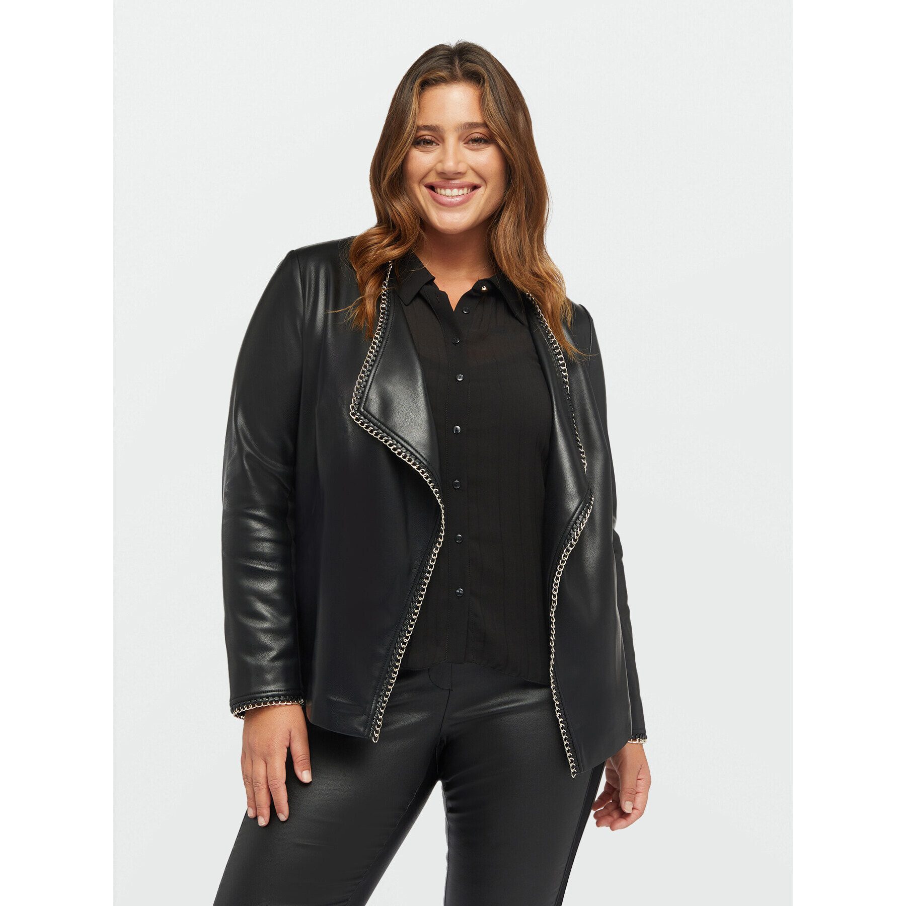 Fiorella Rubino - Chaqueta biker con cadena - Negro