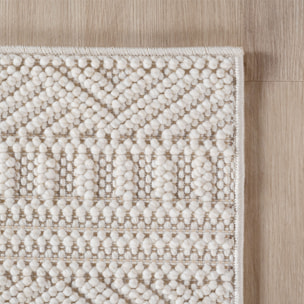 HELIX - Tapis moderne effet laine bouclé à motif berbère en relief crème