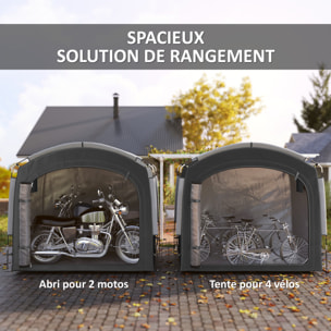 Abri vélo - tente vélo - tente de rangement extérieur - dim. 205 x 140 x 188 cm - fibre de verre oxford noir