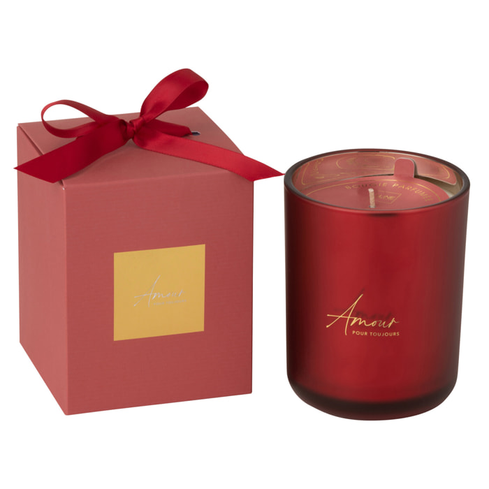 J-Line bougie parfumée Amour - Mimosa & Rose - verre - rouge - large - 65H