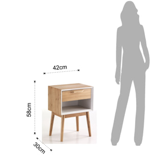 Table d’appoint Tomasucci HIJO, en bois, blanc, 42 × 30 × 58 cm